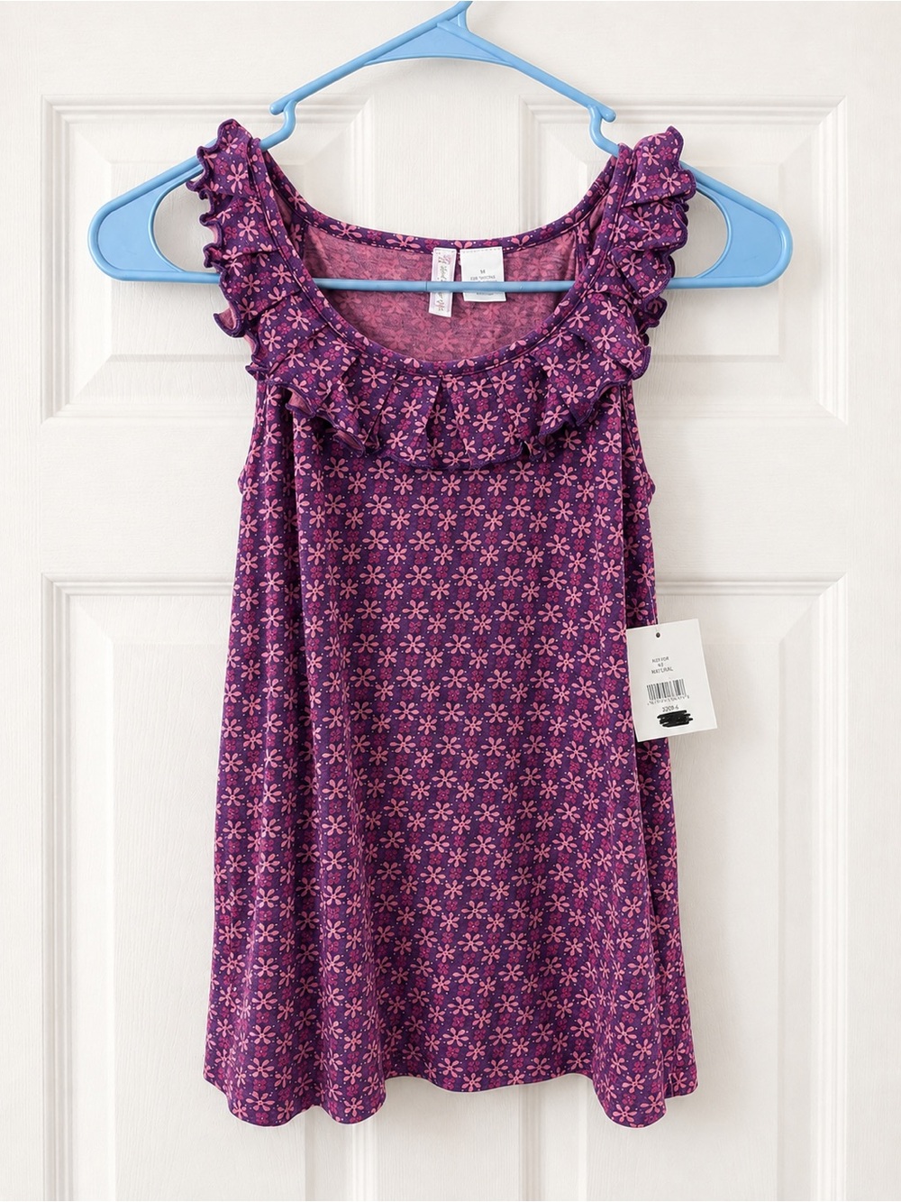 NWT Red Camel Purple Floral Ruffle Sleeveless Top Size Medium
